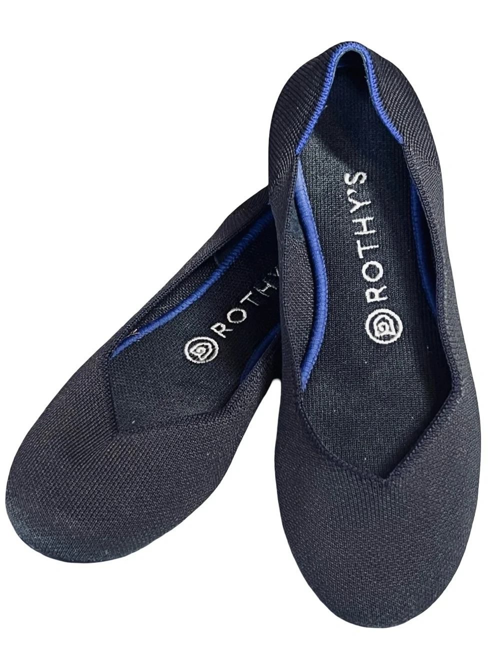 Rothy’s Women’s 7.5 Navy Blue Ballet Flats Solid Knit Round Toe Stretch Washable - Picture 3 of 10